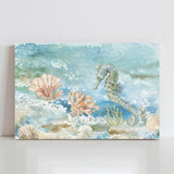 Under Sea Life II Seahorse and Coral Canvas Print, USA Made, home decor
