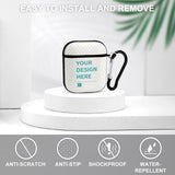 Custom AirPods case with "YOUR DESIGN HERE" design, PC hard shell, anti-scratch, water-repellent, for AirPods 1st & 2nd Gen