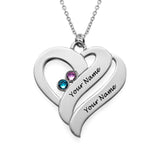 Sterling silver personalized name necklace with birthstones, a perfect gift for her