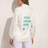 Customizable women's vintage long sleeve top with heart pattern - YOUR DESIGN HERE