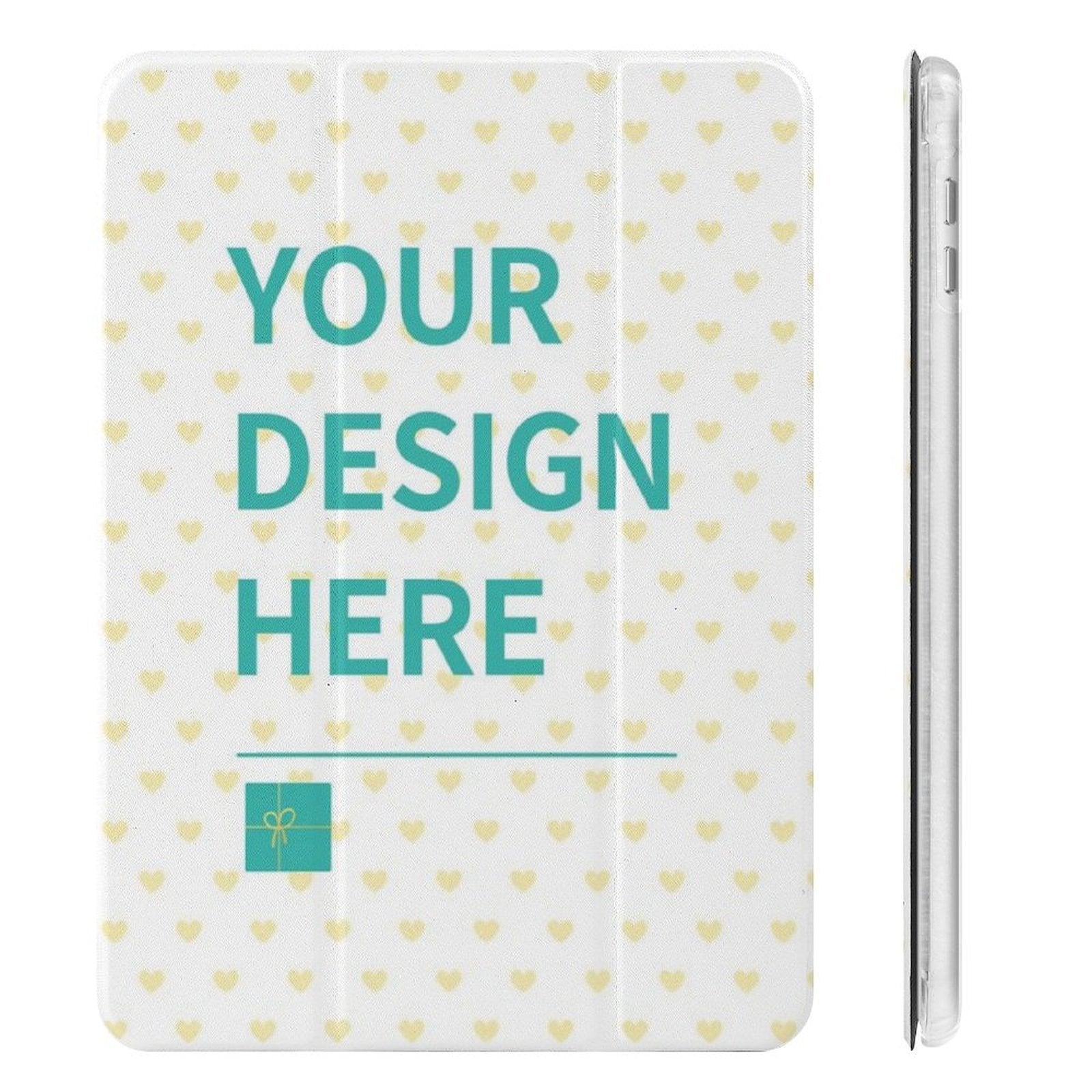 Custom iPad Mini case with your design on a white heart pattern, personalized gift idea for iPad Mini 4/5/6.