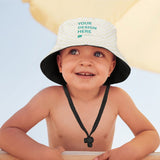 Custom baby sunhat with 'YOUR DESIGN HERE' text, sun protection hat for kids. Personalized outdoor sun hat from MyArtsyGift