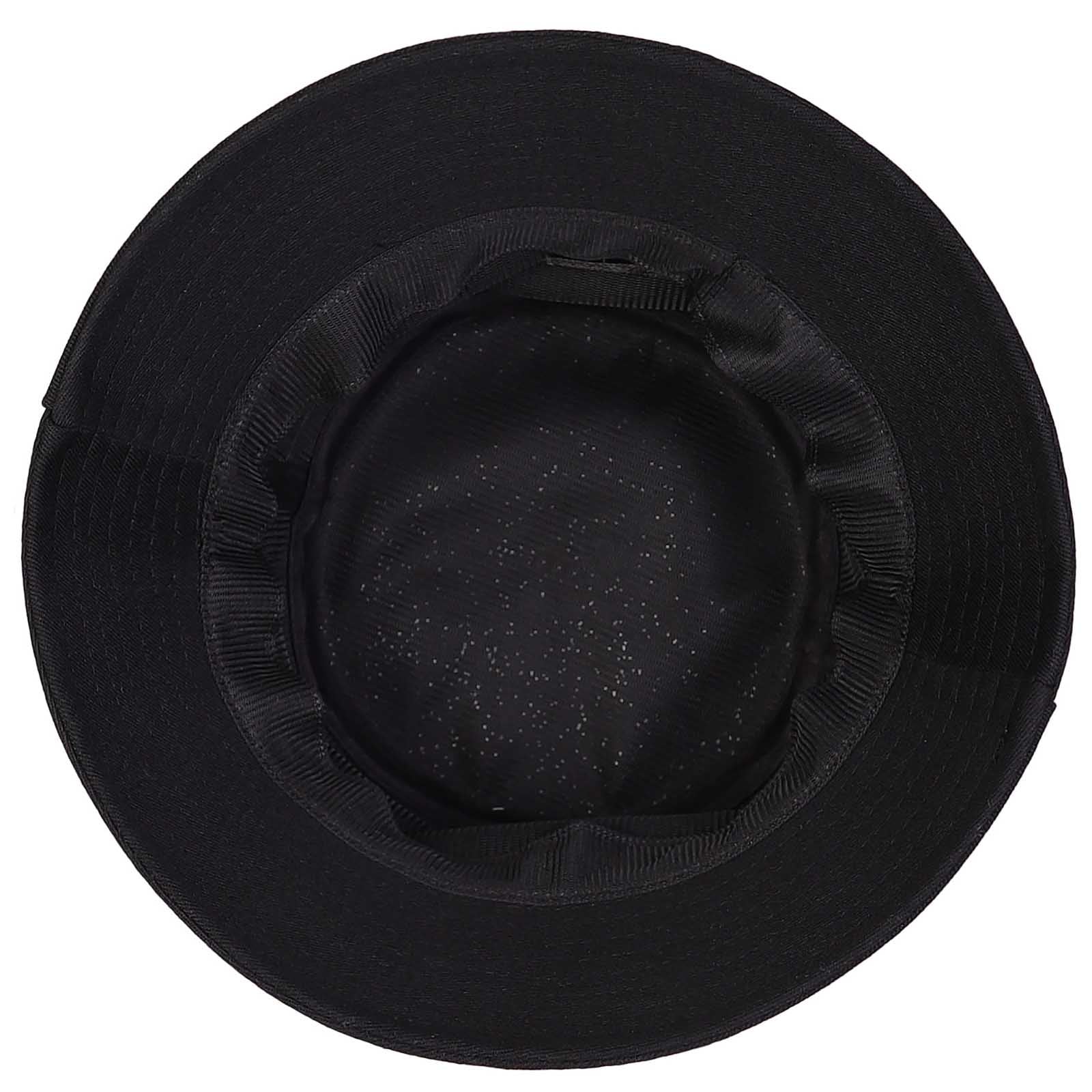 Black bucket hat interior. Polyester hat for fishing, hiking, and travel. Custom fisherman cap for men and women.