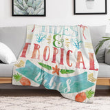 Tropical Vibes fleece blanket, perfect for sofa, couch, or travel. Soft, cozy, and warm.
