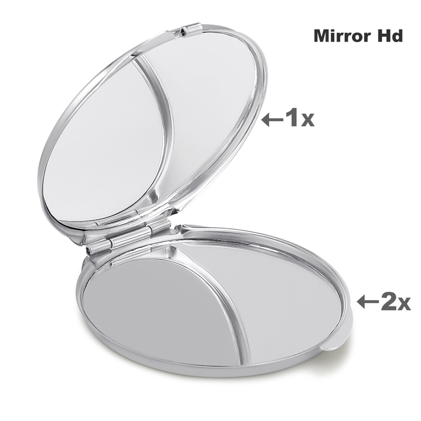 Silver compact mirror with 1x and 2x magnification, perfect portable makeup mirror gift