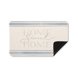 Sweet Entrance Doormat with Home Sweet Home text, rubber floor mat with blue stripes