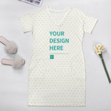 Customizable women's summer dress with pockets and V-neck, heart pattern, featuring YOUR DESIGN HERE
