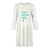 Customizable milk silk long sleeve toddler girl dress with 'YOUR DESIGN HERE' design and heart pattern