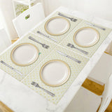 Flax placemat dining table set with plates, forks, and knives, perfect for dining table decor