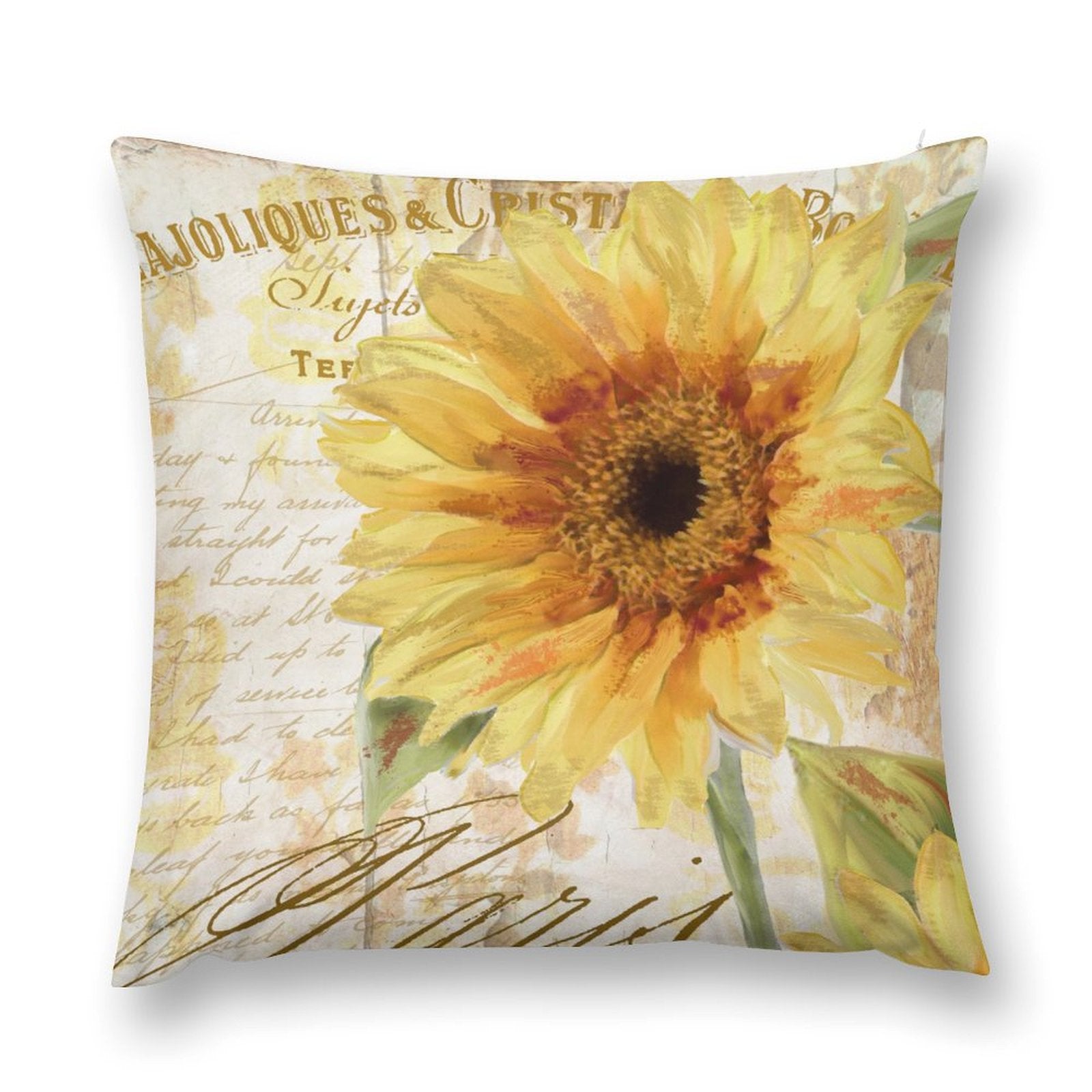 Sunflower pillow cover, soft short plush, decorative for sofa, living room
