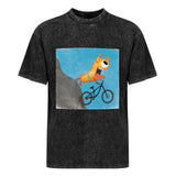 MyArtsyGift black cotton t-shirt with Monster Bicycle graphic, short sleeve, for men, made in USA