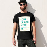 Black men's short sleeve t-shirt with customizable design, 'YOUR DESIGN HERE', MyArtsyGift