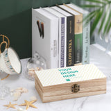 Custom wooden storage box with personalized design, ideal for home decor storage, with text 'YOUR DESIGN HERE'