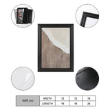 Abstract textured canvas print in beige and brown with black frame. Personalized wall art, available sizes.