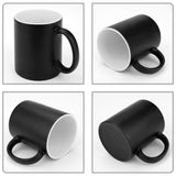 Black ceramic color-changing mug with white interior, perfect for custom designs. Durable and heat-resistant.