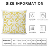 Yellow floral pattern plush throw pillow cover from MyArtsyGift, soft and breathable with size information.