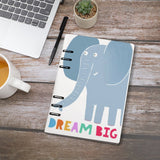 A5 loose-leaf notebook with a blue elephant design and DREAM BIG text, perfect for school or office note-taking.
