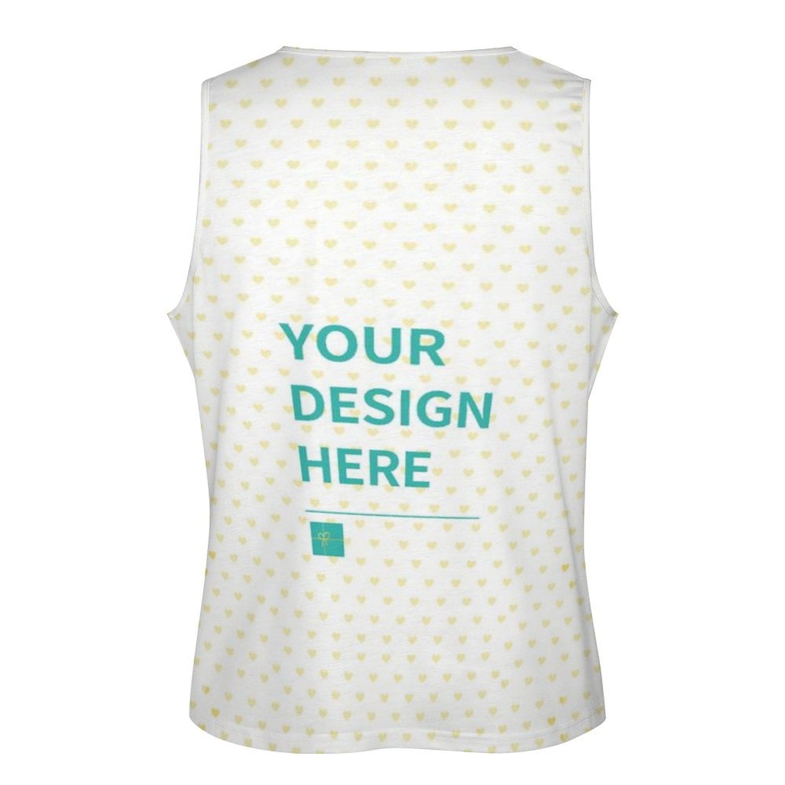Customizable men's cotton tank top with 'YOUR DESIGN HERE' text - MyArtsyGift. Sleeveless muscle tee