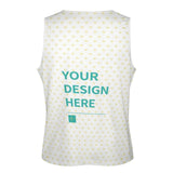 Customizable men's cotton tank top with 'YOUR DESIGN HERE' text - MyArtsyGift. Sleeveless muscle tee