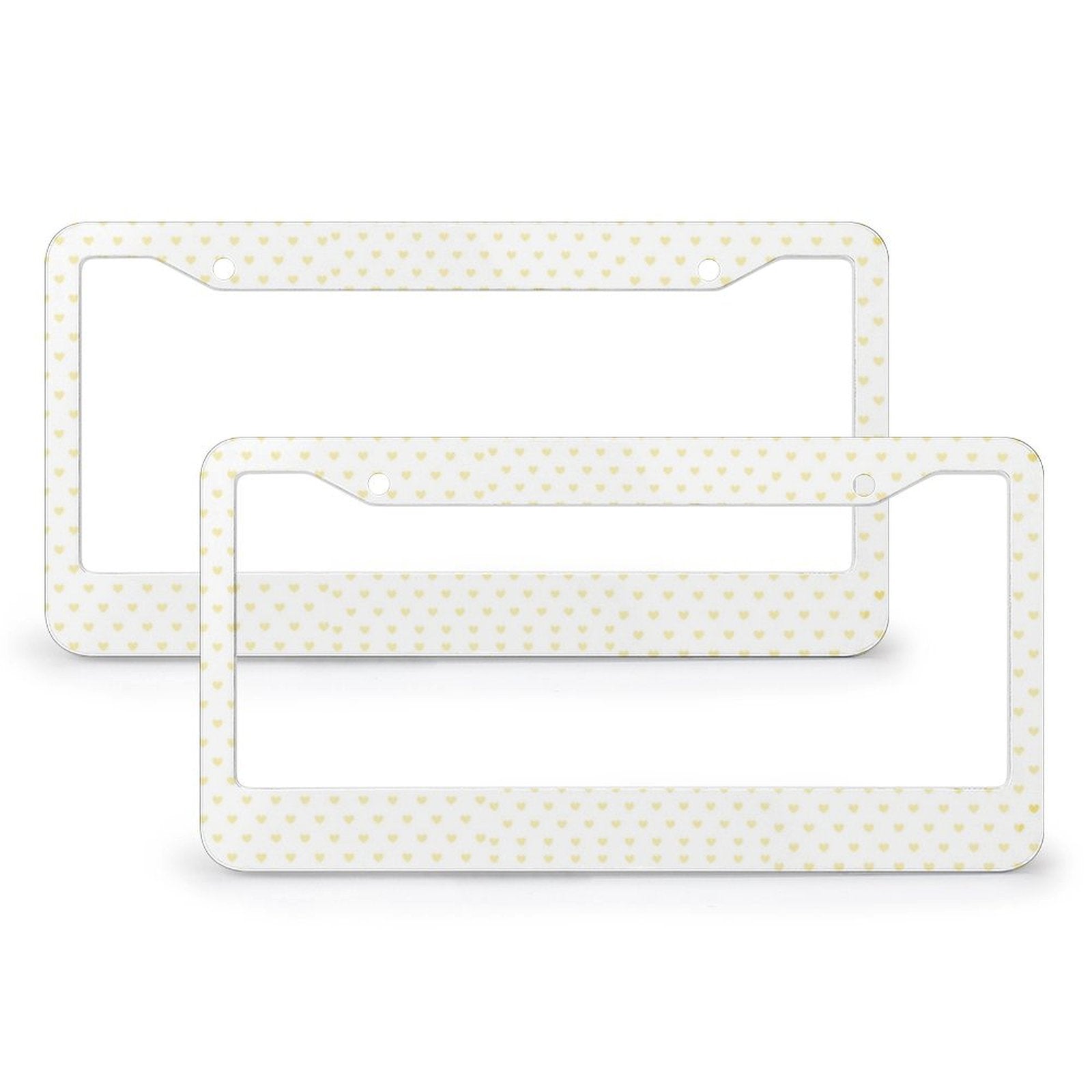 Custom license plate frame with yellow hearts pattern, perfect car gift.