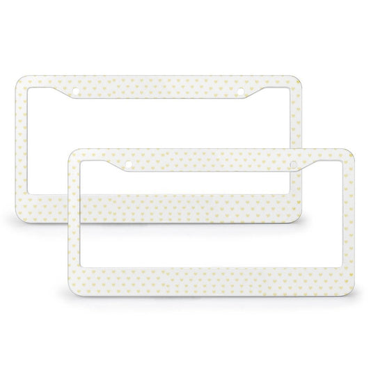 Custom license plate frame with yellow hearts pattern, perfect car gift.