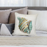 Watercolor seashell pillow cover, soft and fluffy decorative cushion for sofa or couch