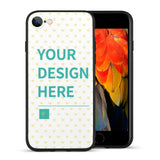 Custom iPhone SE case with personalized design, black TPU material with heart pattern, your design here, MyArtsyGift.