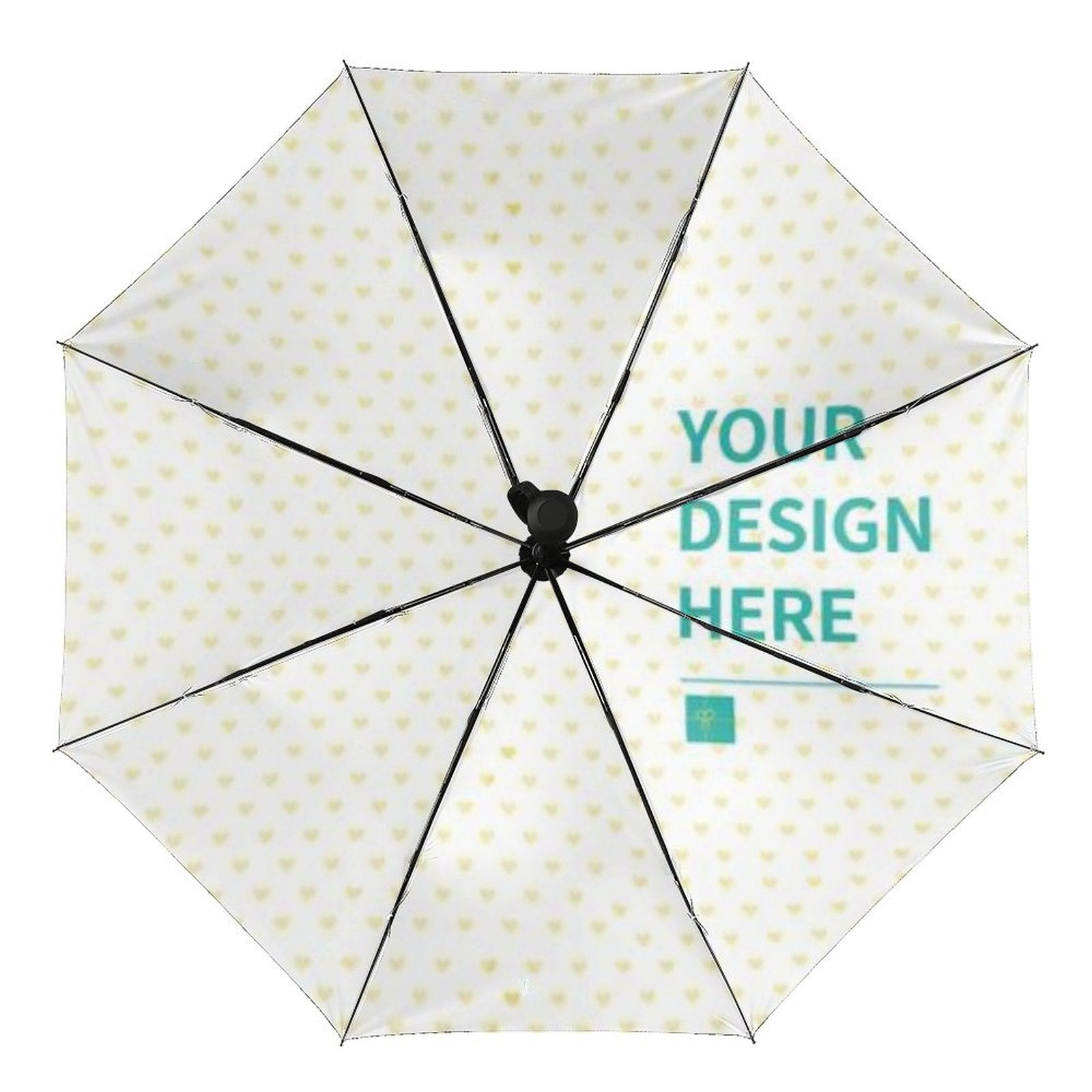 Custom UV resistant umbrella with heart pattern and space for design, perfect gifts for men and women