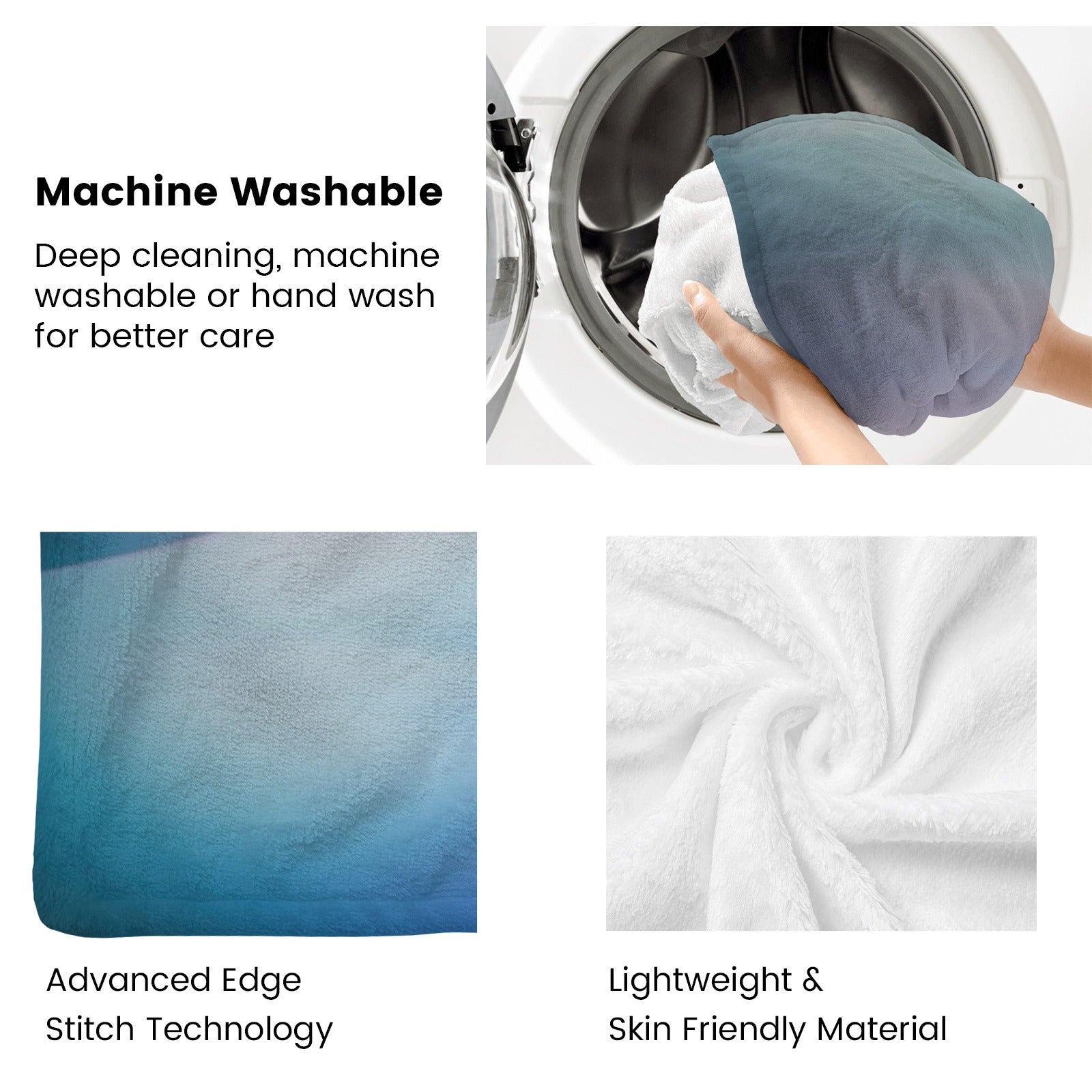Machine washable flannel blanket for sofa or bed, soft polyester, lightweight, skin-friendly material, advanced stitch.