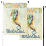 Seahorse Welcome Garden Flag, double-sided, polyester, for yard farmhouse decor