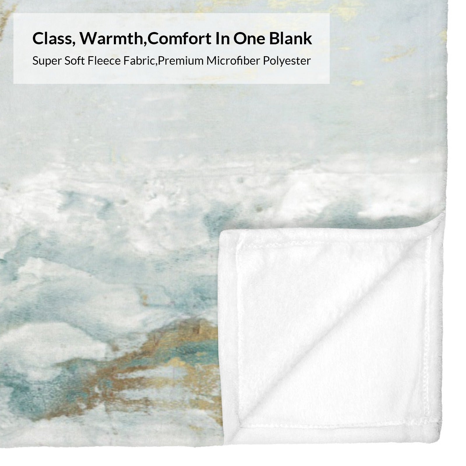 Green abstract flannel blanket with watercolor design, Super Soft Fleece Fabric for sofa or bed