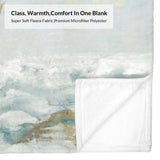 Green abstract flannel blanket with watercolor design, Super Soft Fleece Fabric for sofa or bed