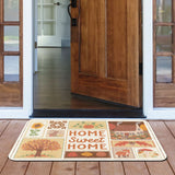 Autumn entrance doormat with Home Sweet Home text, fall-themed design, for indoor/outdoor use.