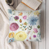 Plush pillow cover with watercolor floral design. Decorative sofa pillow in soft, short plush for living room, MyArtsyGift