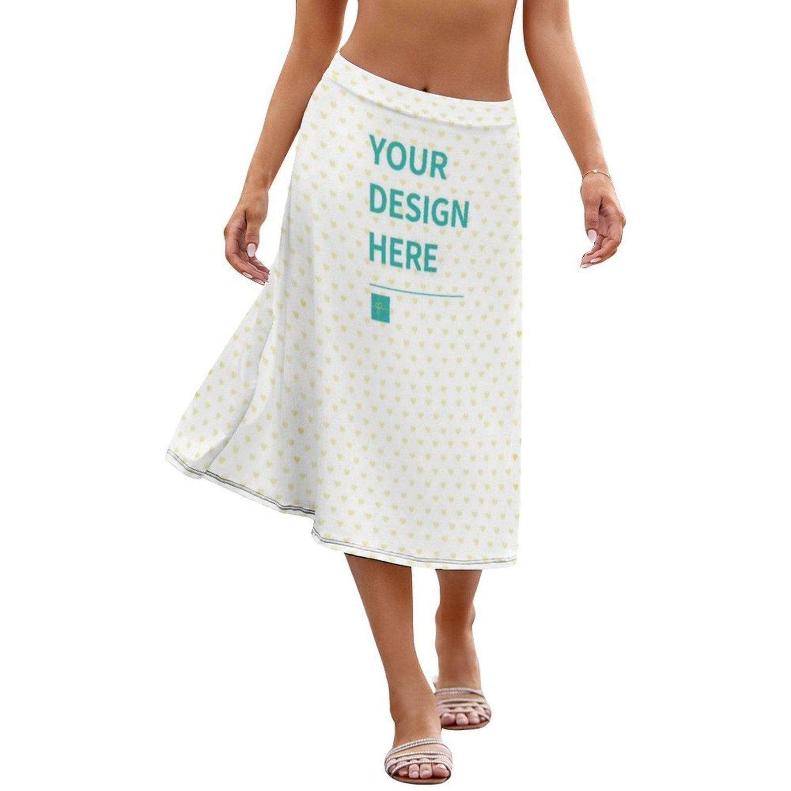 Custom Midi Skirt for Women with Design Printed, Summer Long Skirt