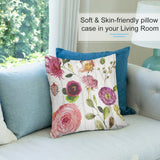 Soft plush throw pillow cover with watercolor floral design, perfect for sofa or couch decoration.