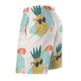 Men's Hawaiian swim trunks with pineapple print and mesh lining, quick-drying fabric, perfect beach gift