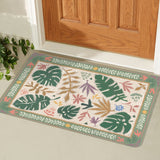 Desert color floor mat with tropical leaf patterns for indoor or outdoor use