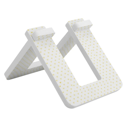 White PVC balance bike parking rack with yellow heart pattern, durable and stable design.