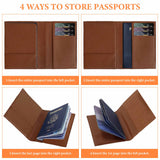 Brown PU leather passport holder, 4 ways to store passport, travel gift for women and men, passport protector