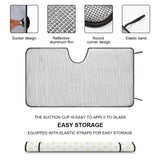 Custom windshield sunshade with reflective aluminum film, easy storage and suction cup design for cars, by MyArtsyGift