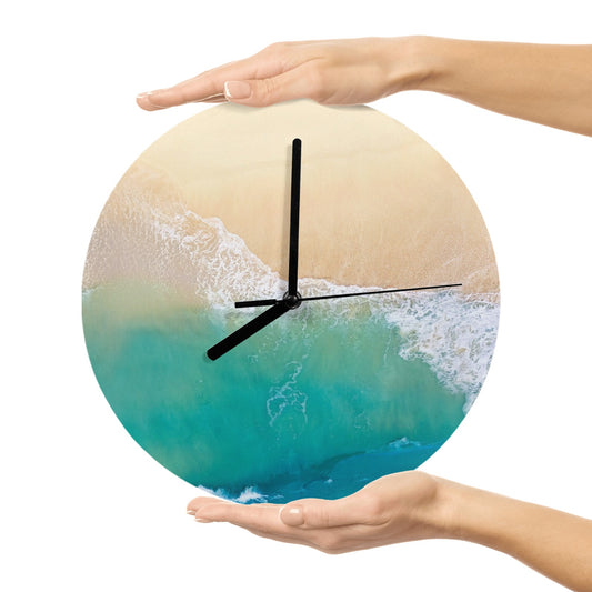 Modern beach MDF wall clock. Coastal decor for living room, kitchen, and office. Durable MDF material.