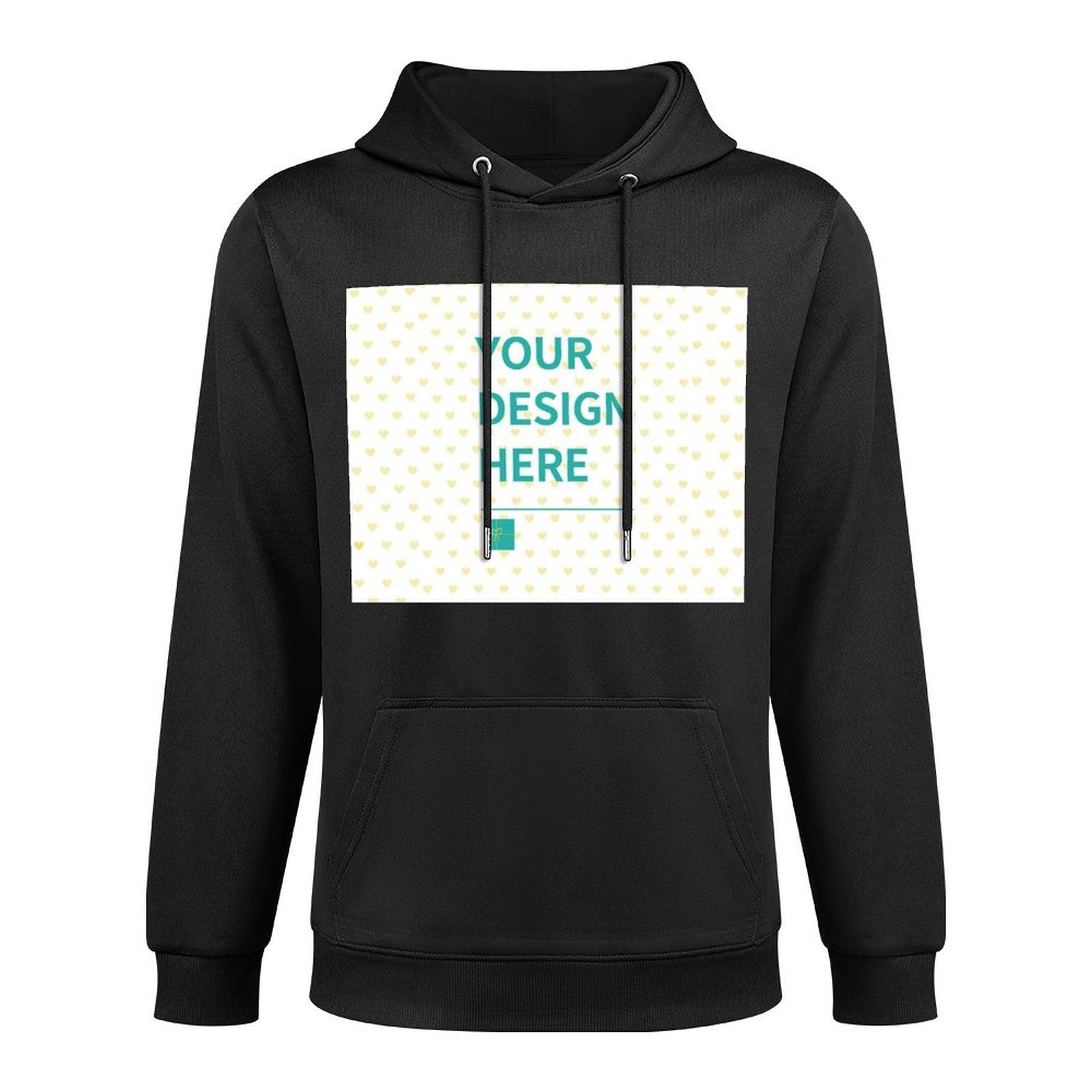 Black Men's Hooded Sweatshirt with Customizable Design, Made in USA
