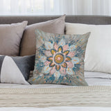 Abstract floral art plush pillow cover for sofa or living room, Danhni Nai design, soft and breathable.
