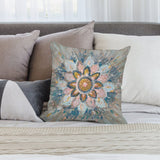 Soft plush throw pillow cover with abstract floral art design, perfect for sofa or couch decor. DANHUI NAI