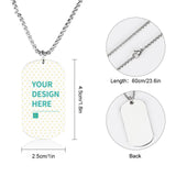 Customizable titanium steel dog tag pendant necklace with YOUR DESIGN HERE text, perfect for a personalized photo pendant.
