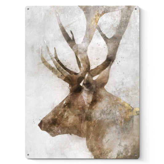 Personalized Metal Sign featuring a watercolor-style elk head, perfect for home decor, made in USA