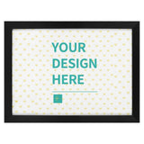 Personalized canvas print with black frame featuring 'YOUR DESIGN HERE' for custom wall art gift.