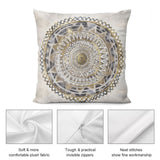 Gold mandala plush pillow cover: Soft, durable material. Decorative sofa cushion, MyArtsyGift.