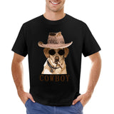 Men's black short sleeve cowboy dog t-shirt, classic tee, MyArtsyGift.com